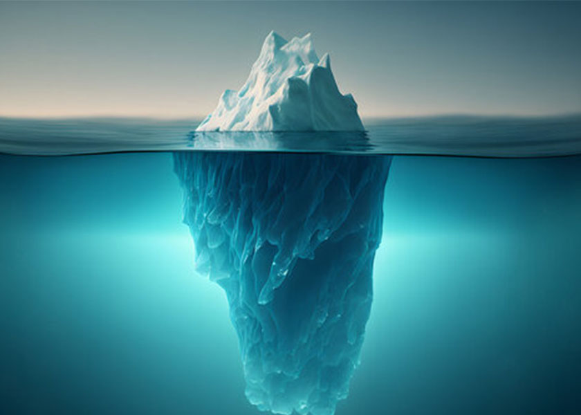 iceberg reflecting in water